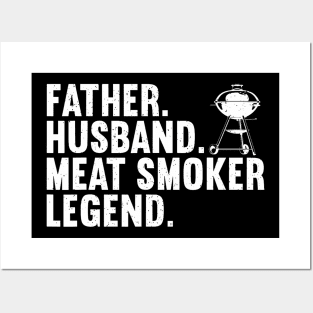 Cool Meat Smoking Art For Father Husband Bbq Meat Griller Posters and Art
